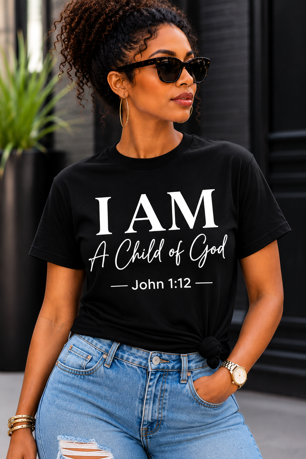 I AM A Child of God Cursive T-Shirt | John 1:12 Christian Faith Tee