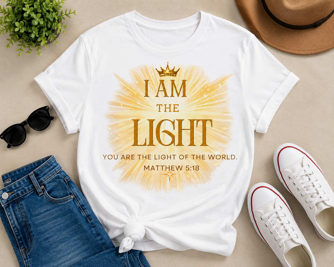I AM The Light T-Shirt | Matthew 5:14 Christian Faith Tee
