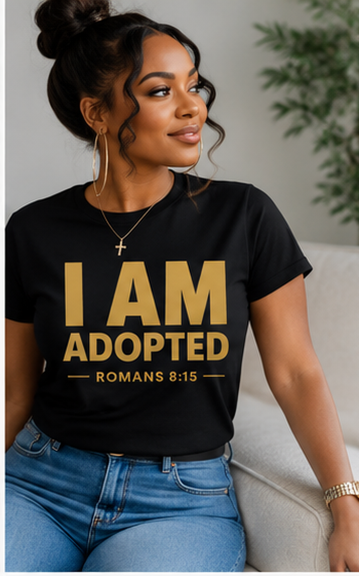 I AM Adopted T-Shirt | Romans 8:15 Christian Faith Tee