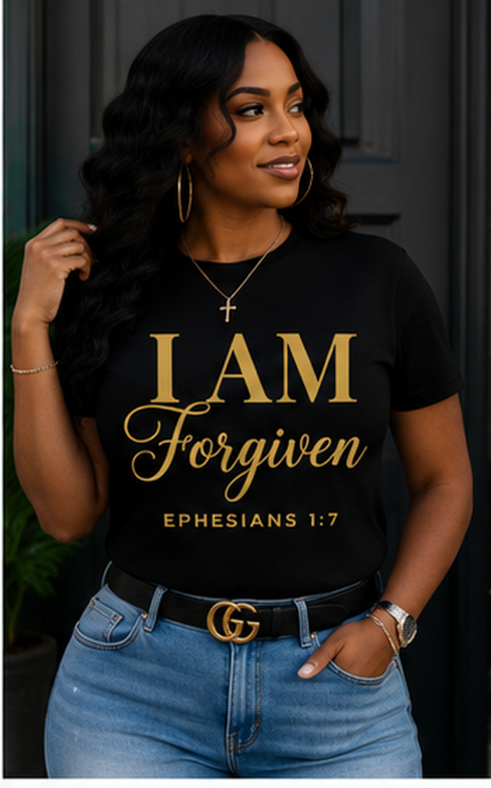 I AM Forgiven Cursive T-Shirt | Ephesians 1:7 Christian Faith Tee