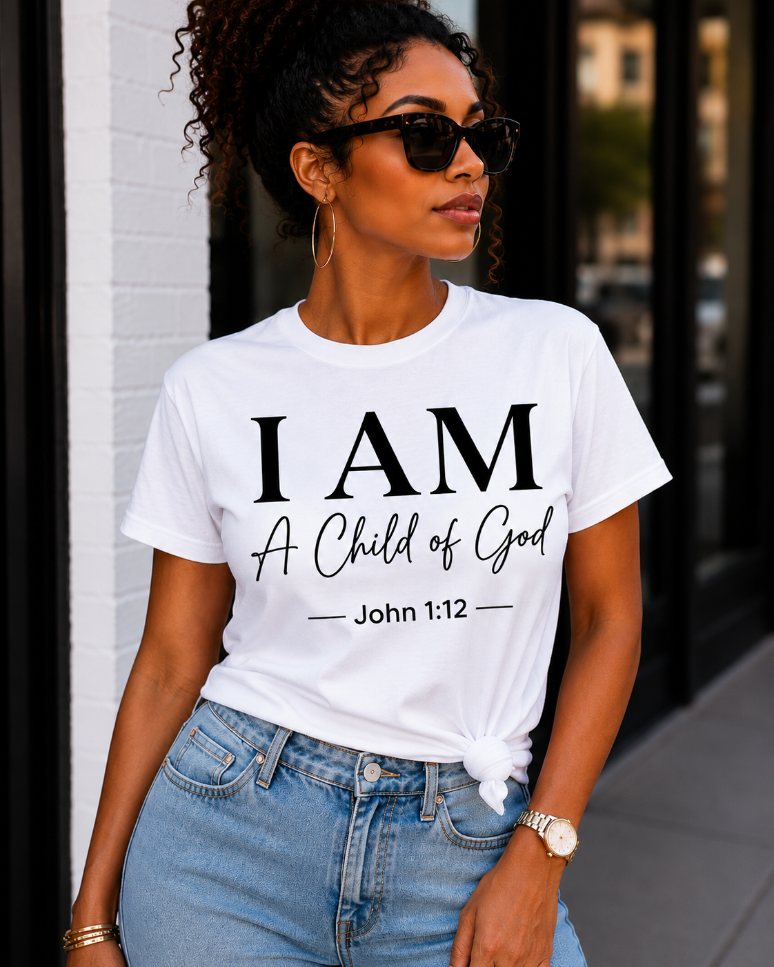 I AM A Child of God Cursive T-Shirt | John 1:12 Christian Faith Tee