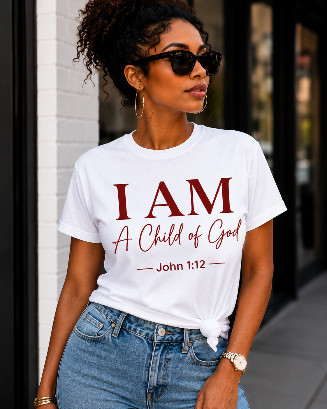 I AM A Child of God Cursive T-Shirt | John 1:12 Christian Faith Tee