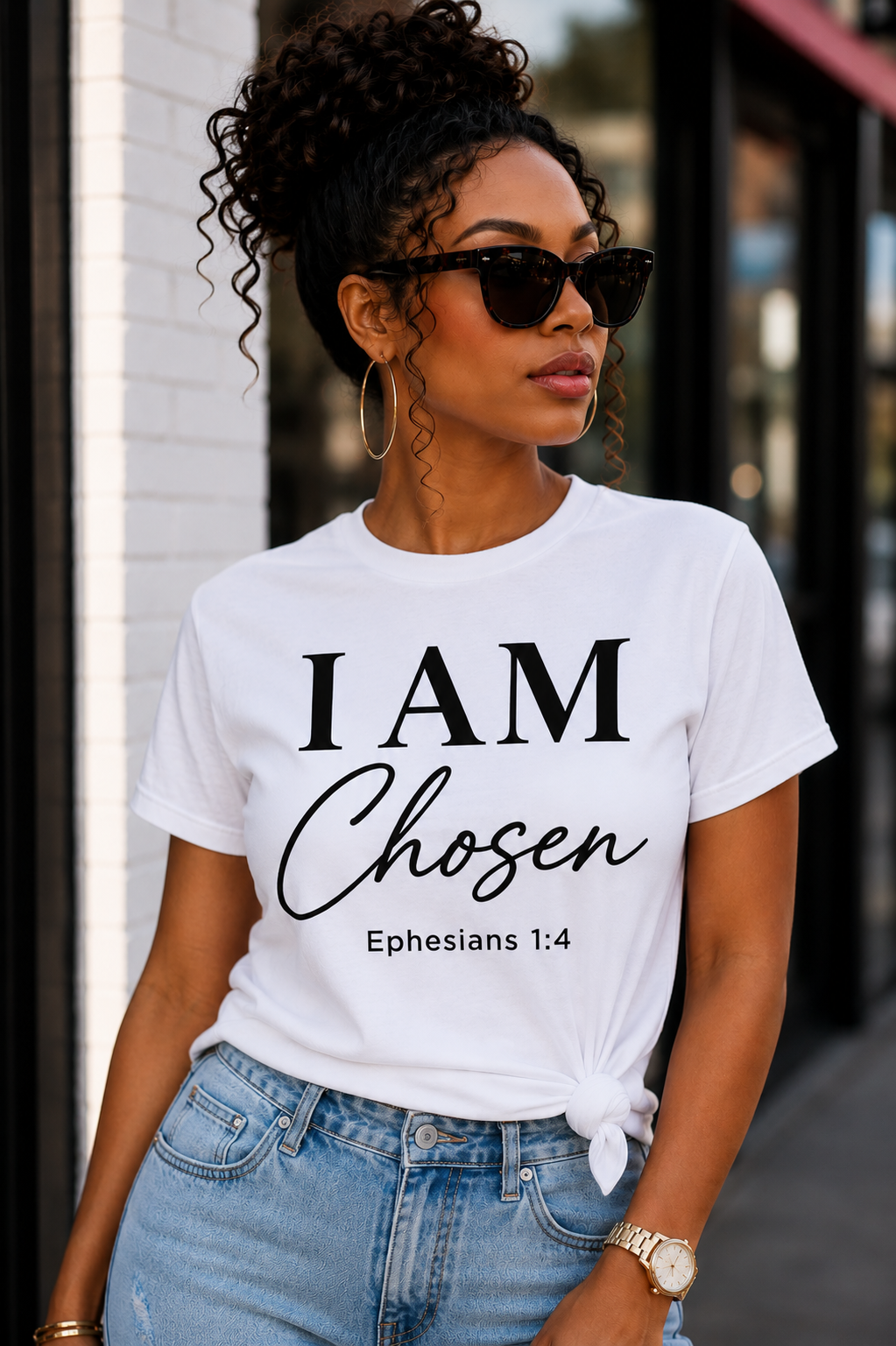 I AM Chosen Cursive T-Shirt | Ephesians 1:4 Christian Faith Tee