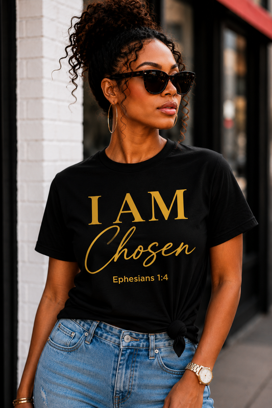 I AM Chosen Cursive T-Shirt | Ephesians 1:4 Christian Faith Tee