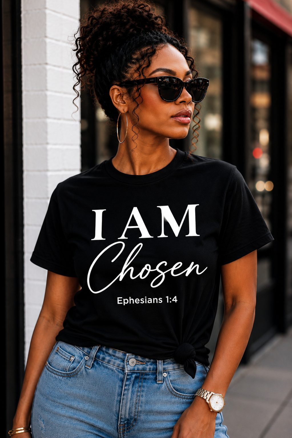 I AM Chosen Cursive T-Shirt | Ephesians 1:4 Christian Faith Tee