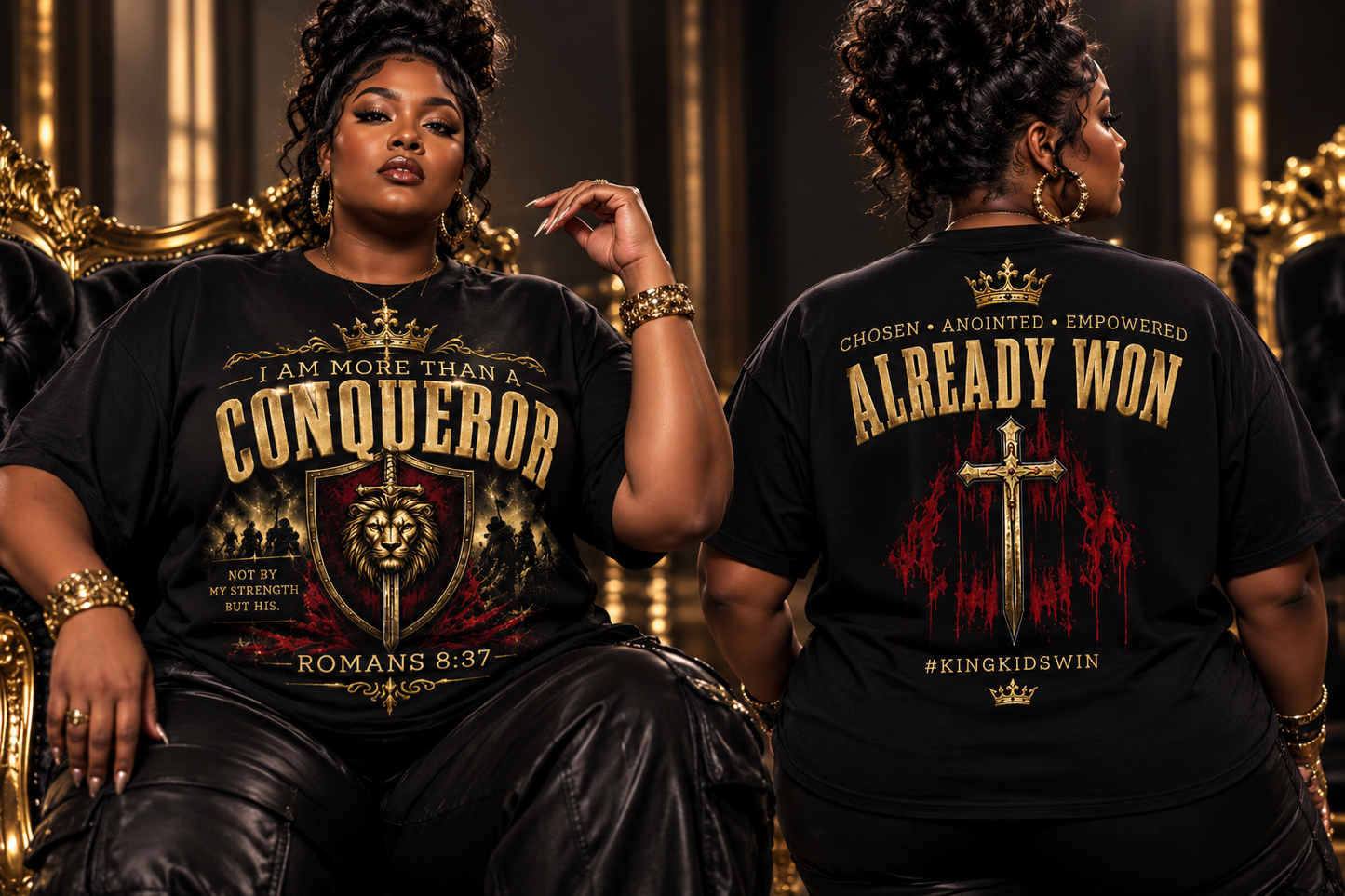 I AM More Than a Conqueror T-Shirt | Romans 8:37 Christian Faith Tee