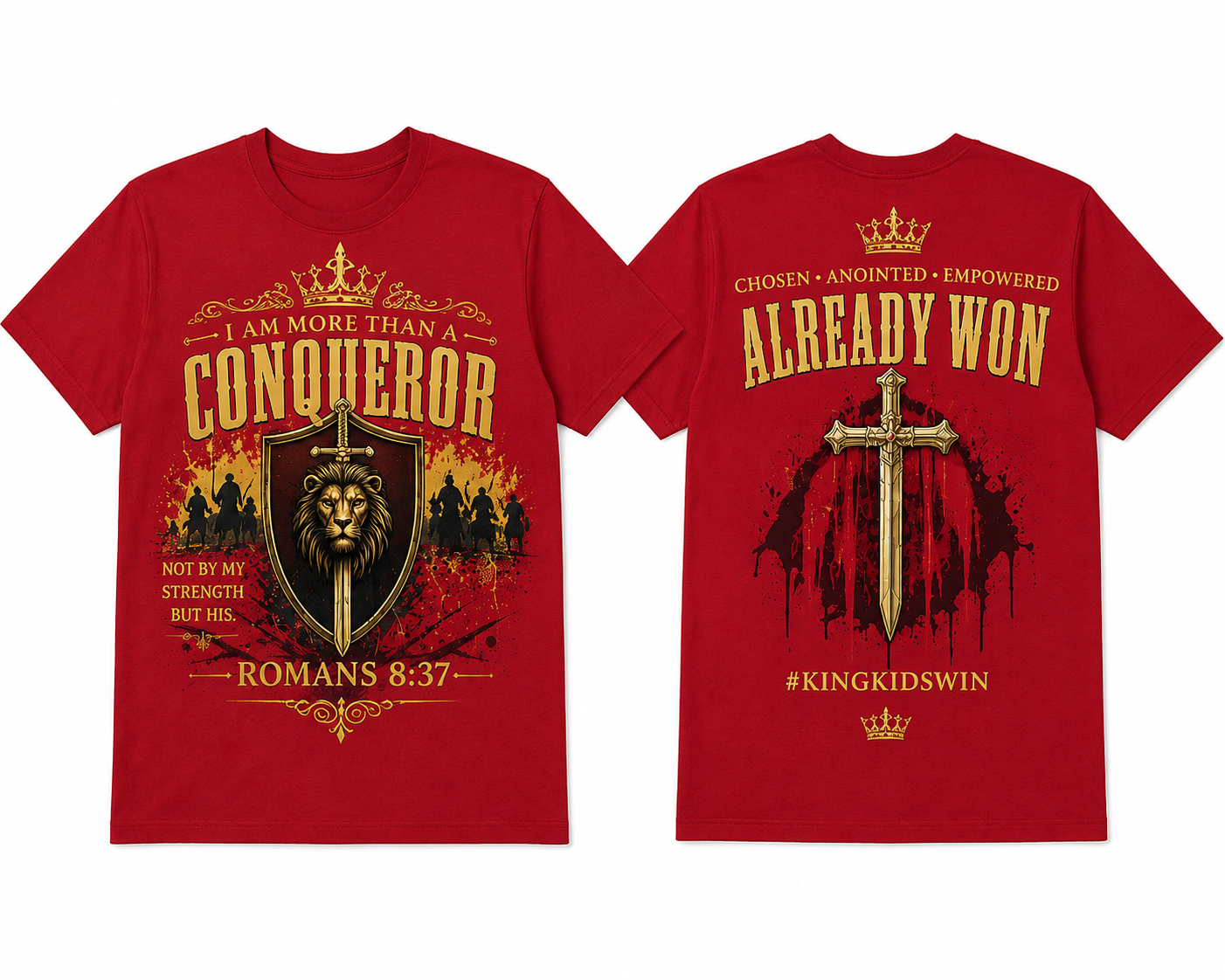 I AM More Than a Conqueror T-Shirt | Romans 8:37 Christian Faith Tee