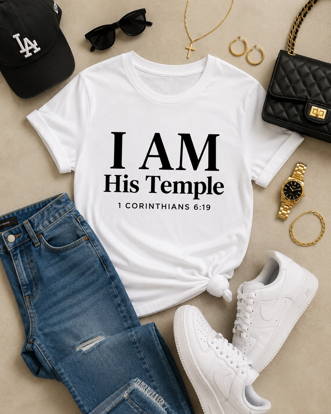 I AM His Temple T-Shirt | 1 Corinthians 6:19 Christian Faith Tee