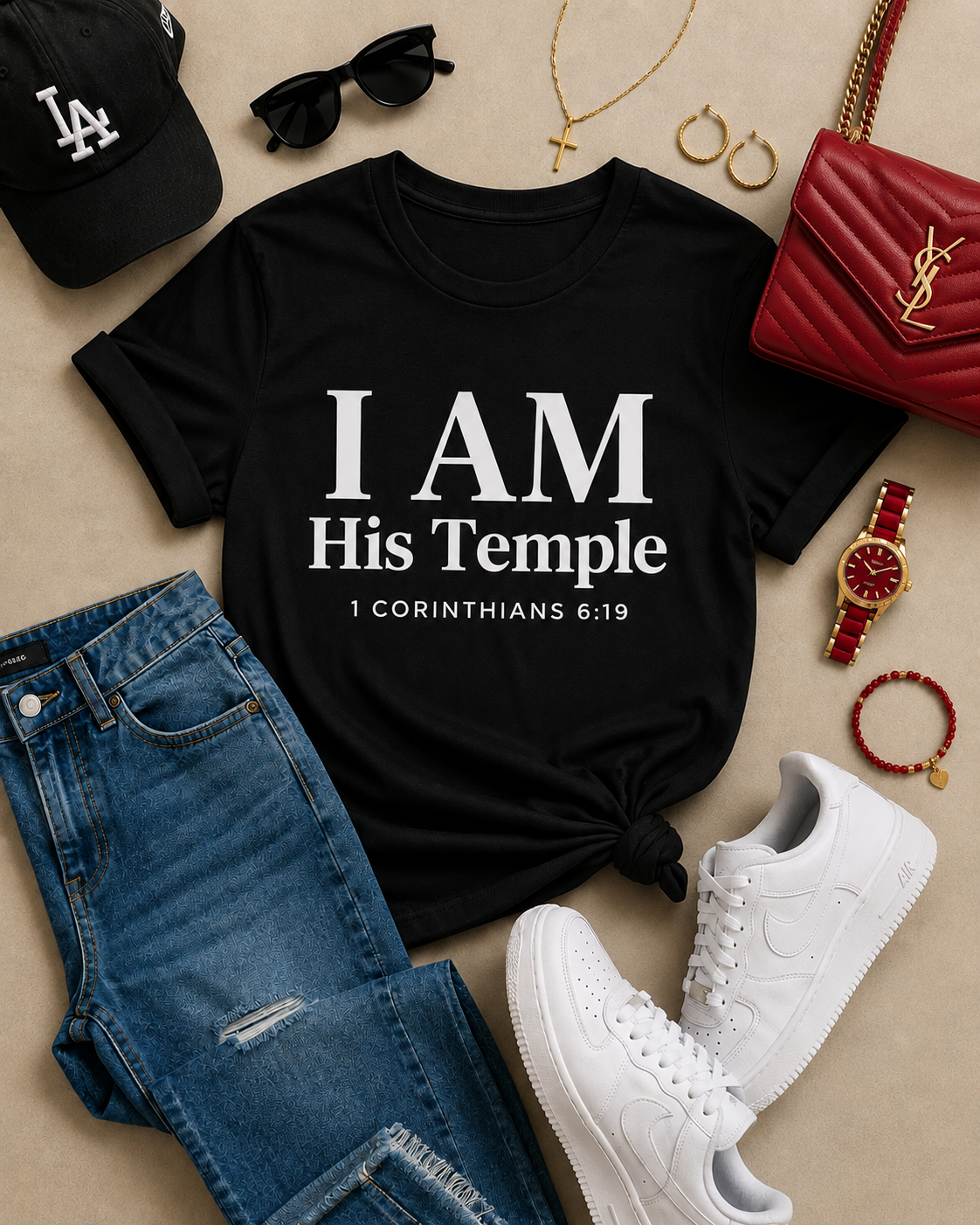 I AM His Temple T-Shirt | 1 Corinthians 6:19 Christian Faith Tee