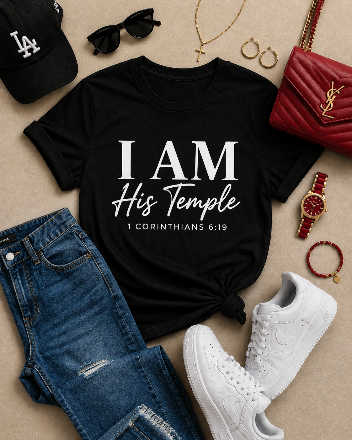I AM His Temple Cursive T-Shirt | 1 Corinthians 6:19 Christian Faith Tee