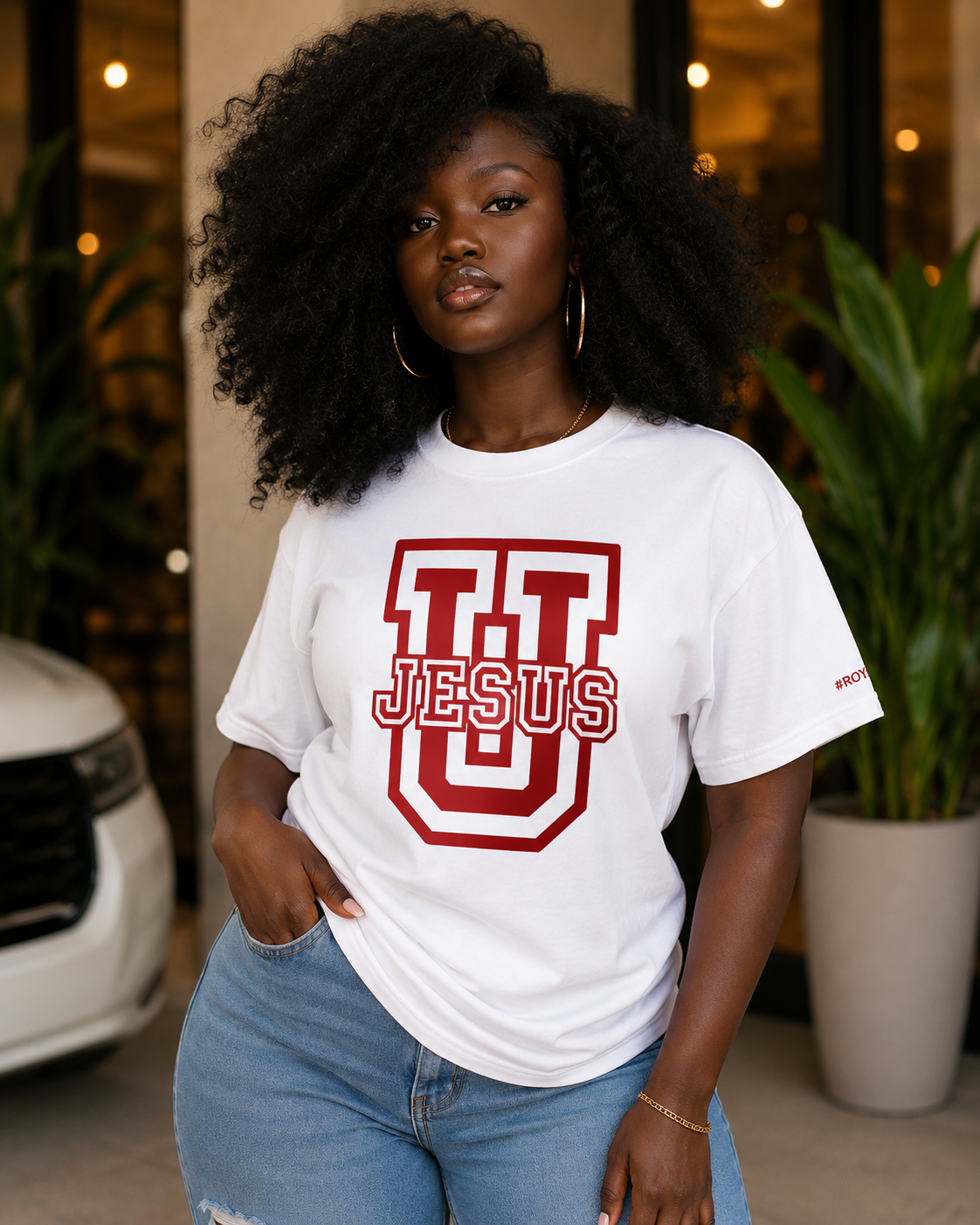 JESUS U White/Red letter tshirt