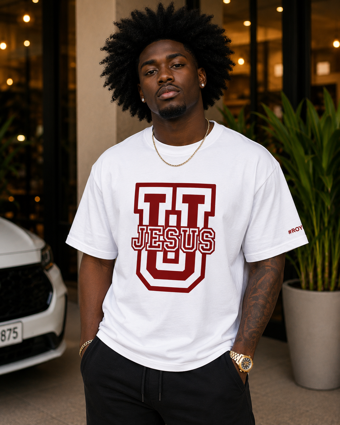 JESUS U White/Red letter tshirt
