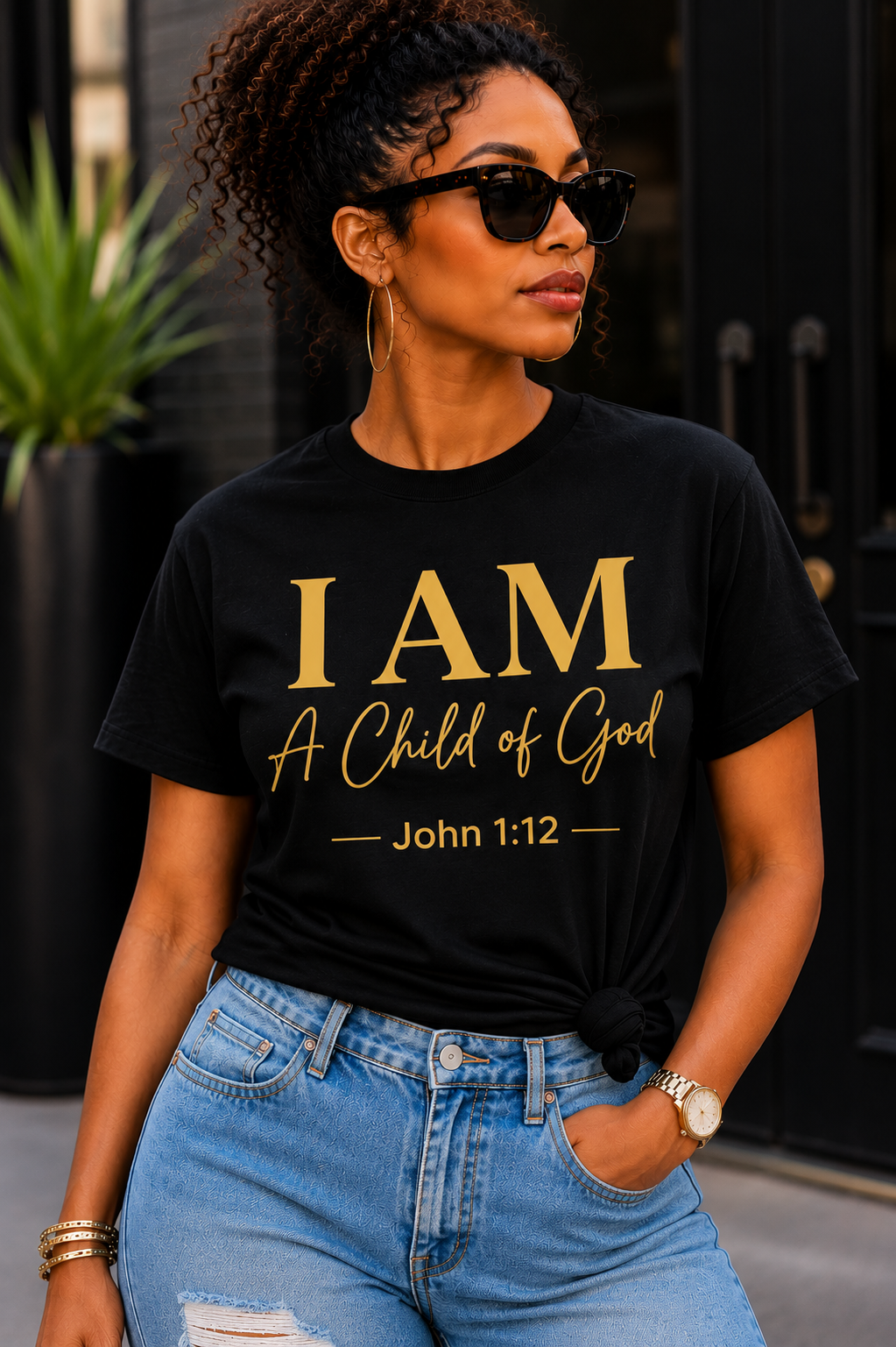 I AM A Child of God Cursive T-Shirt | John 1:12 Christian Faith Tee