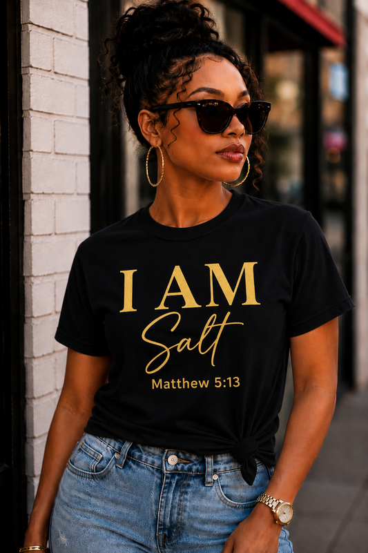 I AM Salt Cursive T-Shirt | Matthew 5:13 Christian Faith Tee