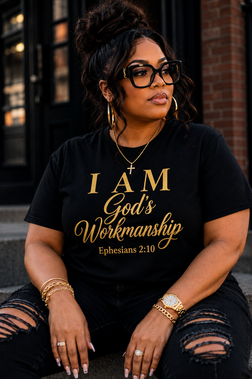 I AM God's Workmanship Cursive T-Shirt | Ephesians 2:10 Christian Faith Tee