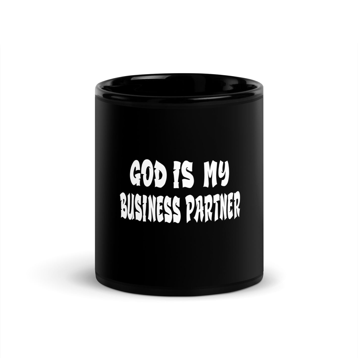 God is My Business Partner- Black Glossy Mug