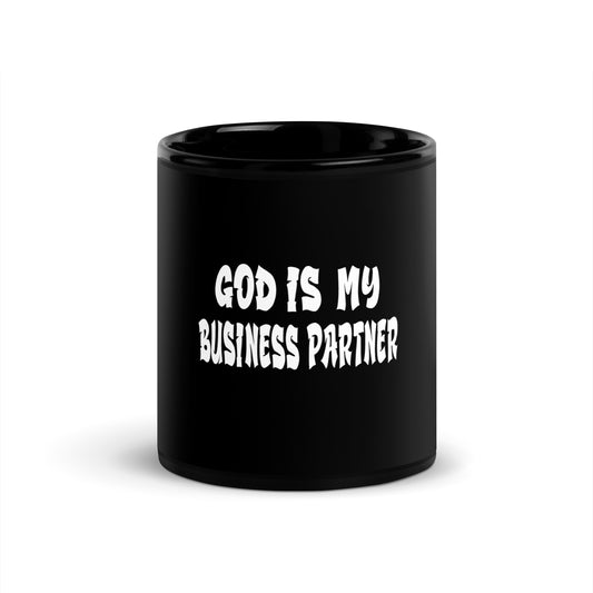 God is My Business Partner- Black Glossy Mug