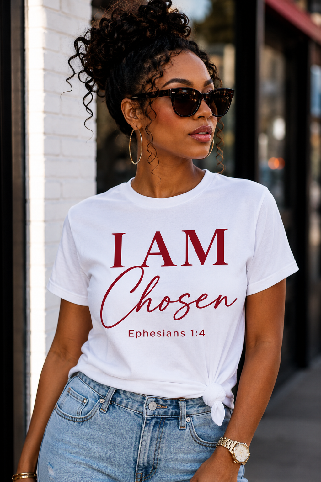 I AM Chosen Cursive T-Shirt | Ephesians 1:4 Christian Faith Tee