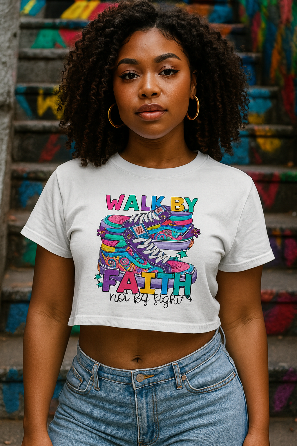 Walk By Faith Vibrant colors tshirt